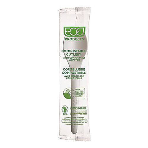 6" Spoon- Plantware® High-Heat Utensils - Individually Wrapped - Compostable Wrapper
